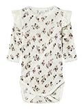 NAME IT Baby-Mädchen Nbfwang Wool Needle Ls Body W/Flounce Langarmbody, Weiß, 50