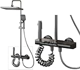 INEX EUROPA Quadratische Regendusche mit Armatur für Maximale Entspannung - Handbrause, konzentriertem Strahl und Wannenarmatur, modernes Aluminiumdesign - 10 Jahre Garantie