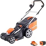 Yard Force - Leistungsstarker Akku Rasenmäher 40V | 1x2,5Ah Lithium-Ionen-Akku | 37cm Schnittbreite | Schnellladetechnologie | 25-75mm Schnitthöhenverstellung | 45L Hybridfangsack