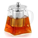 BONNACC Teekanne Glas mit Siebeinsatz, Kleine Teekanne aus Glas 350ml, Glaskanne Tee Klein mit Sieb, Teebereiter für Losen Tee, Edelstahleinsatz, Hitzebeständig, Borosilikatglas