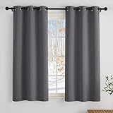 PONY DANCE Graue Blickdichte Gardinen Schlafzimmer Thermovorhang mit Ösen 2er Set H 137 x B 90 cm Verdunklungsvorhänge Kurz Thermal Curtains Blackout Vorhang Thermo Wärmeisolierend