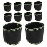 HIAKDOFT 10 Stück Pflanztasche aus Vliesstoff Gartenpflanzsäcke Atmungsaktive Pflanzsäcke Transportable Pflanzentaschen Pflanzbeutel für den Garten Behälter für den Kartoffelanbau Black