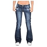 Damen Flare Jeans Vintage Schlaghose Hohe Taille Jeans Y2k Glockenhose Sommer Hose mit Taschen (Marine, XS)