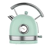 Cecotec Wasserkocher ThermoSense 420 Light Green. Fassungsvermögen 1,8 Liter, 2200 W, Temperaturanzeige, 360º Basis, Edelstahl, Vintage-Stil, Grün