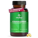 Vitabay Vitamin E 600 IE Depot Hochdosiert - 200 Vitamin E Kapseln Vegan & Laborgeprüft mit Tocopherol und Tocotrienol - Vit E trägt dazu bei, die Zellen vor oxidativem Stress zu schützen