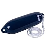 AWN Bootsfender, Langefender mit Leine, mit 1,5 m Fenderleine, hochwertiges Messingventil, robuster Schutz, Fender für Boote, Ø 14x53 cm, Dunkelblau