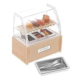 Toddmomy 1Satz Puppenhaus Lebensmittelschrank mit Zubehör Display Dessertschrank für Puppenhaus Dekoration Vielseitig Einsetzbar im Schlafzimmer oder Esszimmer Hochwertiges
