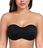 DotVol Damen BH Große Größen Bügel Bra Ungepolstert Bandeau Trägerloser Multiway Minimizer BHS(Schwarz, 85C)