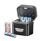 PHOTOOLEX wiederaufladbar Akkus 4 AA & 4 AAA Lithium mit Hybrid-Ladegerät, 1,5V Triple A & Double A Batterien, langlebige Li-Ionen Akkubatterien mit NiMH/Lithium Hybrid-Ladegerät & Aufbewahrungsbox