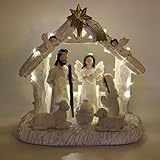 Krippenfiguren Set – Weihnachtskrippe Mit Beleuchtung, Handbemalt Krippe Weihnachten – Weihnachtskrippe Komplettset Mit Jesus Figur, Nativity Scene Set, Christliche Deko & Weihnachtsdeko Indoor