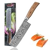 Wakoli EDIB Pro Premium Nakiri Messer mit 18 cm Klinge gefertigt aus 67 Lagen echtem Damaststahl mit Pakkaholzgriff I Damastmesser Küchenmesser und Profi Kochmesser