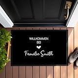 Manufaktur Liebevoll | Fußmatte personalisiert Fußmatte mit Namen Für innen & außen Für Familie Paare Geschenk Einzug Geburtstag Richtfest Fussmatte mit Namen Bedruckt schwarz weiß