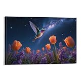 EMYXPAQM Kolibri Leinwandbilder Wandbild Auf Leinwand Hochwertige Deko Auf Wand Für Zimmer Büro Flur Wohnung Geschenkidee 16x24inch(40x60cm)