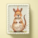 Essbare Personalisierbarer Tortenaufleger aus Fondant oder Esspapier – Dekorative Kuchendeko für Geburtstag, Party & besondere Anlässe - Personalisiert Quokka A4 L4 (Esspapier)