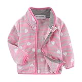 Mud Kingdom Reißverschluss Fleecejacke für Groß Kinder 9-10 Jahre Casual Langarm Weich Outdoorjacke Rose Liebe Zebra