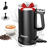 Milchaufschäumer,4-in-1 Elektrischer Milchaufschäumer und Dampfgarer,Automatischer Heiß- und Kaltaufschäumer,350ml Großes Fassungsvermögen,Geräuschlos für Latte,Cappuccino,Macchiato,heiße Schokolade
