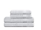 CAMRY Handtuch Set 4-teilig - 2 Badetücher 70x140 cm und 2 Handtücher 50x100 cm aus 100% Baumwolle 500 g/m² - weiche und saugstarke Tücher in Farbe Silber