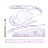 Schneiderlineal Kit - Transparente Kunststofflineer, Entwurfstools | 7 -Einstufungskurve Lineal Mit Tracing Wheel, Ideal Zum Nähenmustervorlagen, Kleidungsdesign, Stoff Und -Handwerk