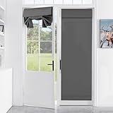 Gugxiom 66 x 173 cm Front Tür Vorhang,Französisch Tür Jalousien mit Bandage,Front Tür Seitenlicht Vorhang für Küche Wohnzimmer Bad (Grau)