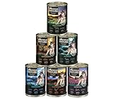 Dehner Wild Nature Hundefutter Probier-Set, Nassfutter getreidefrei / zuckerfrei, für ausgewachsene Hunde, Ente / Pferd / Wild / Kaninchen, 6 x 400 g Dose (2.4 kg)
