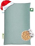 HERBALIND Wärmflasche Kirschkernkissen Waffel in Box - 100% OEKO TEX Baumwolle - Wärmekissen Körnerkissen Mikrowelle Natur Handmade in Germany für Erwachsene Kinder - 600g, 20x30cm (grün)