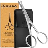 ASIPRO Nasenhaarschere Herren & Frauen 4' mit Etui Edelstahl Nasenhaar Schere, Nasenschere Nose Scissors Bartschere Schere Nasenhaare Abgerundet zum Ohrhaaren, Schere Nase Nasenhaarscheren Abgerundet