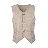 XBlave Herren Trachtenmieder Dirndl Anzugweste Vintage Mittelalterliche Jacquard Chasuble Gothic Basic Festliche Steampunk Gentleman Chasuble, Schwarz