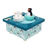 Trousselier 6295008 Spieluhr mit tanzenden Figuren für Kinder, Pinguine, magnetisch, Musikbox, Musikspieluhr