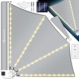 KESSER® Balkonfächer mit LED | klappbar mit Wandhalterung | 140x140cm | Sichtschutz Balkon Windschutz | Balkonsichtschutz | Seitenmarkise | witterungsbeständig | inkl. Zubehör, Hellgrau