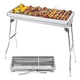 AGM Holzkohlegrill Camping Grill Holzkohle,Klappgrill Tragbarer Grill,Für Camping Garten Picknick Party, 73x 33x 71 cm, für 5-10 Personen