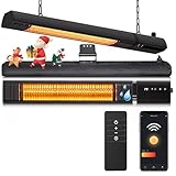 Infrarot Heizstrahler Terrasse 2000W, Deckenheizung, Decken-Heizstrahler Outdoor mit 9-Wärmestufen, Timer 24H, 1s Heizung Kohlenstofffaser-Rohr-Heizung, Terrassenstrahler für Pavillon, Balkon