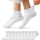 FALARY Sneaker Socken Herren Damen 43-46 Weiß Sneakersocken Kurze 10 Paar Baumwolle Atmungsaktive Halbsocken Unisex