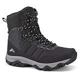 CC-Los Herren WP wasserdichte Winterstiefel Warme Gefüttert Winterschuhe Rutschfest Outdoor Schneestiefel, Schwarz Grau Gr. 40 EU