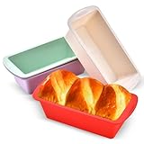 Fsaklaskdy 4 Stück Mini Brotbackform, Silikon Backformen, 19.5 × 9.5 × 5.5 cm Kastenform, Brötchen Backform, Brotbackformen, Silikonbackform, Kuchenform, Silikonform Backen, Non-Stick Loaf Tin Cake