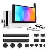 TNP Schutz-Set für Nintendo Switch, Staubschutz Set mit Displayschutzfolie Glas & 13 Gummikappen, rutschfeste staubdichte Gummistopfen mit anti-kratzender Schutzfolie für Nintendo Switch Zubehör Set