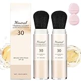 2 Stück Mineralische Sonnencreme Setting Powder Brush,Wasserfester Sonnenschutz-Fixierpuder Mit Pinsel,Oil Control Natural Matte Finish, Leichter, Atmungsaktiver,FüR Gesicht Und KöRper
