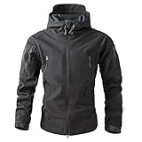 Zanisouta Softshelljacke Herren Fleece Gefüttert Winterjacke Winddicht Funktionsjacke Warme Windbreaker Camouflage Outdoorjacke Wandern Fahrrad Camping Taktische mit Kapuze Winter Mantel