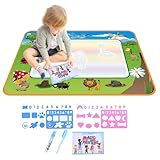 Wassermalmatte - Wasser Aqua Wasser Doodle Matte | 80 x 60 cm große staubfreie Zeichen-Kritzelmatten mit Wasserstift-Werkzeug, Geburtstags- und Weihnachtsgeschenke für Kinder und