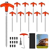 LANSKYLAN 10 Stück Zeltheringe mit Gewinde Drehbare Schraubheringe 20 cm lang Heringe Erdnägel Stabil für Camping und Outdoor Zelthaken zum Schrauben Heringe Zelt für harten Boden Wald Wiesen Gras