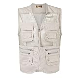 WAZHAKU Herren Anglerweste Ärmellos Jacke Outdoor Weste Jagdweste Sommer Herrenwesten Sportlich Fotografie Funktionsweste mit Vielen Taschen Herren Outdoor Weste Anglerweste Sommer Freizeit