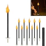 MAYTIIMO 10 Stück Wachsfackeln, 72cm Lange x 3cm Durchmesser Fackeln mit Handschutz, Gartenfackeln für Draußen, Brenndauer ca. 100 Min, Fackeln Garten Ideal für Fackelwanderung & Outdoor - Schwarz