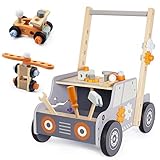 Labebe Lauflernwagen holz, Werkzeugbank für Kleinkinder, hölzerne Lauflernhilfe für Jungen und Mädchen, Kinder-Werkbank, Baby-Aktivitätszentrum, Montessori-Spielzeug für Kleinkinder von 1-3 Jahren