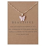 RIXERKOC Acryl Schmetterling Anhänger Halskette Verstellbare Schmetterling Kette für Frauen Mädchen Bunter Schmuck Geschenk für Geburtstag Valentinstag Muttertag (Rosa)