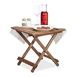 Relaxdays, braun, 10038646_0 Klapptisch aus Holz, für Wohnzimmer, Balkon & Terrasse, tragbar, stabil, Beistelltisch HBT: 50x50x50 cm, 100%