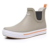RAINANGEL Regenstiefel für Herren, knöchelhoch, rutschfest, mit bequemen, leichten Naturgummi- und Outdoor-Arbeitsschuhen, wasserdichte Angeldeck-Stiefel, Helles Braun, 42 EU