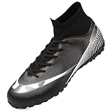 ASOCO DREAM Fußballschuhe Herren High Top Kunstrasen Fussballschuhe Professionelle Kinder Athletics Trainingsschuhe Outdoor Sport Football Schuhe,Schwarz Weiß,45 EU