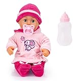 Bayer Design 93824BD Babypuppe interaktiv, Spielpuppe sprechend, weicher Körper, Schnuller, Flasche, 38 cm, Rosa