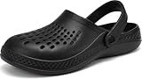 VOLHAL Clogs Herren Pantoletten Sommer Leicht Hausschuhe Atmungsaktiv Gartenschuhe rutschfest Weiche Strand Slippers Sandalen,(Schwarz,42/43 EU)