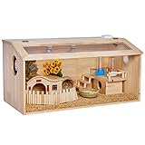 Großer Hamsterkäfig mit zu öffnender Oberseite für Kaninchen, Meerschweinchen und Hühner, Haustierhaus, Lebensraum, Spielplatz und Futterbox