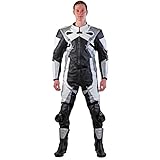 Lemoko Leder Motorradkombi Zweiteiler schwarz weiß silber Gr XXL